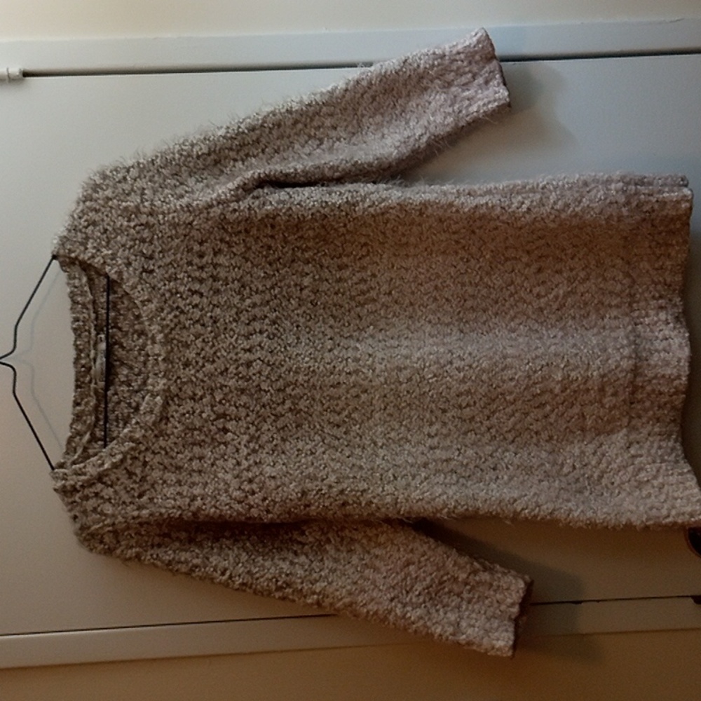 Revolution Cream Brown And Pink Metallic Sweater